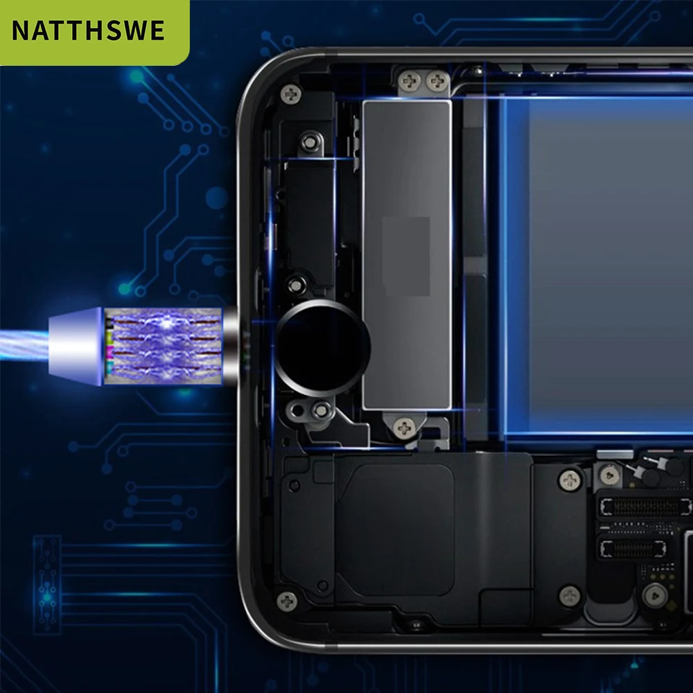 Магнитный usb-кабель NATTHSWE для iPhone XR X 7 8, зарядное устройство Micro type C для быстрой зарядки, магнитный USB-C