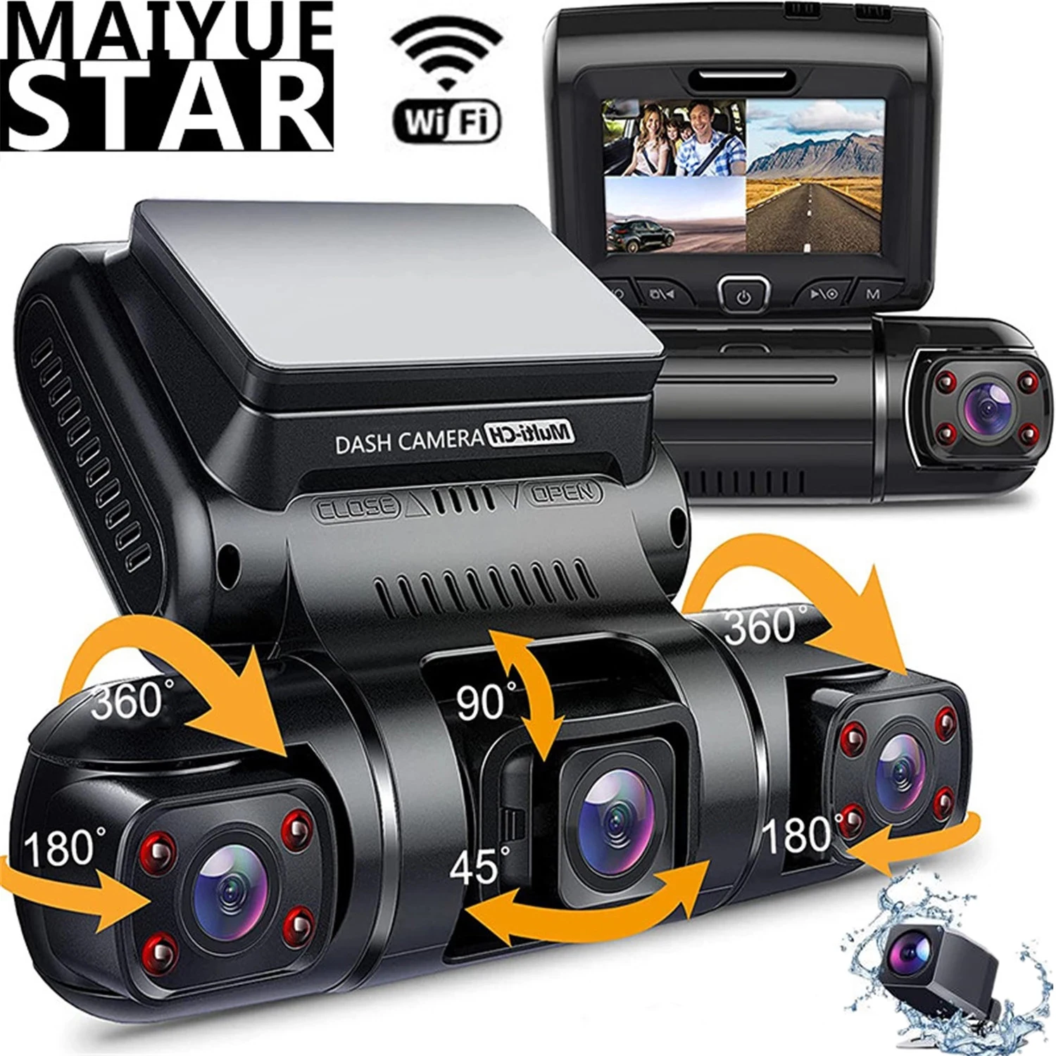 Rexing - S1 1080p FHD Front, Cabin and Rear 3-Channel Wi-Fi Dash Camera - Black