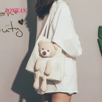 

Kawaii Bear Women's Plush Shoulders Bag Staffed Cartoon Animal Messenger Bag Backpack For Children Gift Christmas