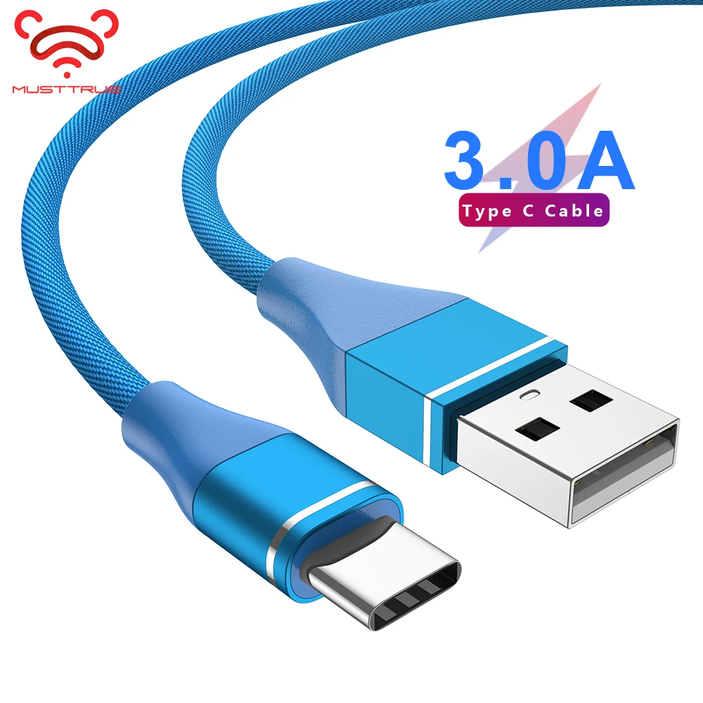 MUSTTRUE USB C кабель 0,25 м 1 м 2 м 3 м кабель для синхронизации данных для xiaomi redmi note 8 samsung s10 type-c плетеный провод для быстрой зарядки типа C