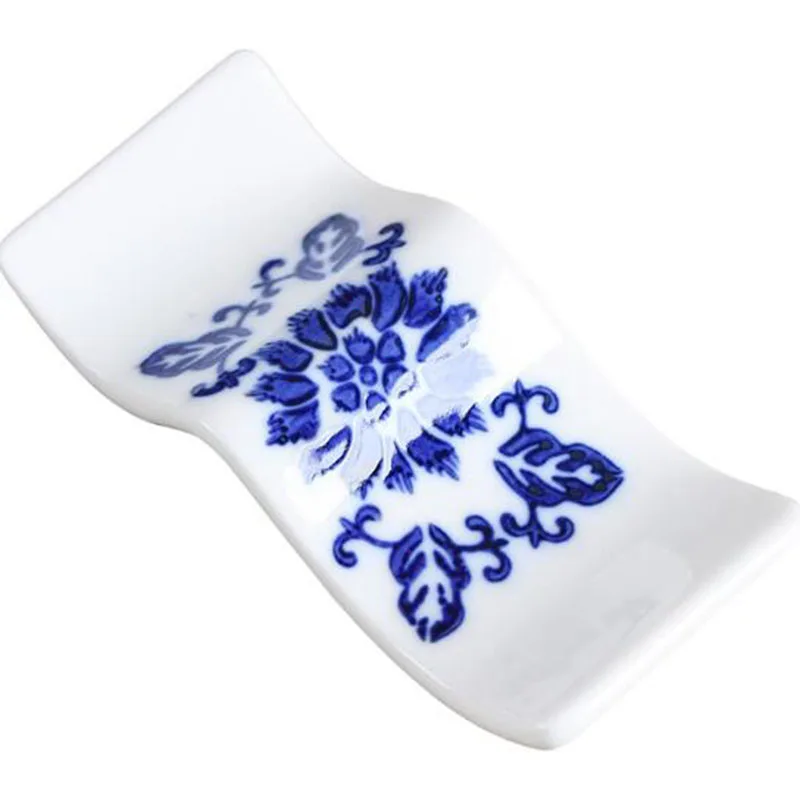 cerâmica chopstick titular azul branco porcelana pauzinho resto rack garfo espátula prateleira da cozinha utensílio