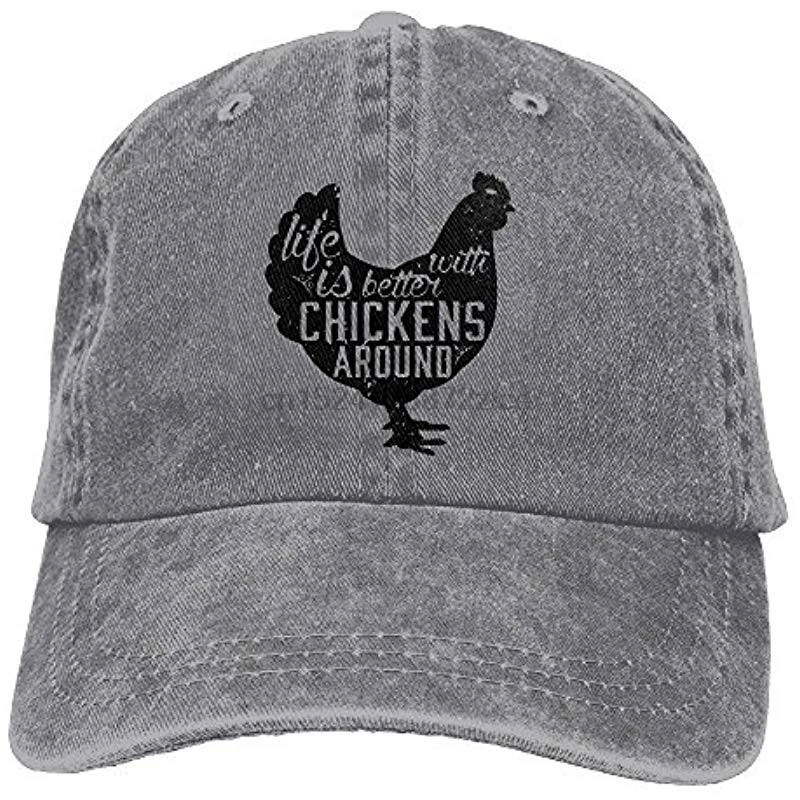 Жизнь лучше с цыплятами вокруг унисекс взрослых регулируемые джинсы папа шляпы