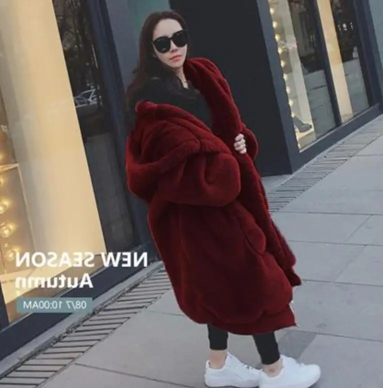 Повседневное Свободное длинное пальто из искусственного меха Толстая теплая верхняя одежда - Цвет: 4