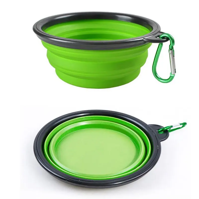 Top-2pcs складные миски для собак и кошек, Пищевая силиконовая BPA, можно мыть в посудомоечной машине, идеальная Складная и расширяемая, дорожная миска для домашних животных