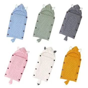 

Newborn Baby Swaddle Blanket Knit Crochet Winter Warm Hooded Sleeping Bag Stroller Crib Wrap