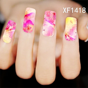 

3D manicure nail art sticker rose red purple full nail tips water transfer nail foil ultra thin nail art wraps XF002