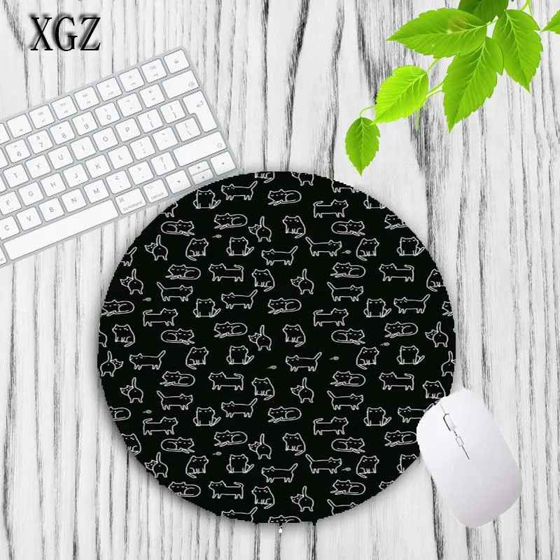 XGZ Мультфильм Черный кот узор круглый коврик для мыши 200x200 мм животное игровая клавиатура мышь коврик выбрать для игры/офиса коврики для планшетов
