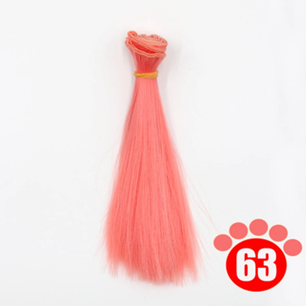 15 см длинный прямой парик для кукол прямой парик из синтетического волокна волос для куклы парики высокотемпературные провода аксессуары для куклы «сделай сам» - Цвет: 63