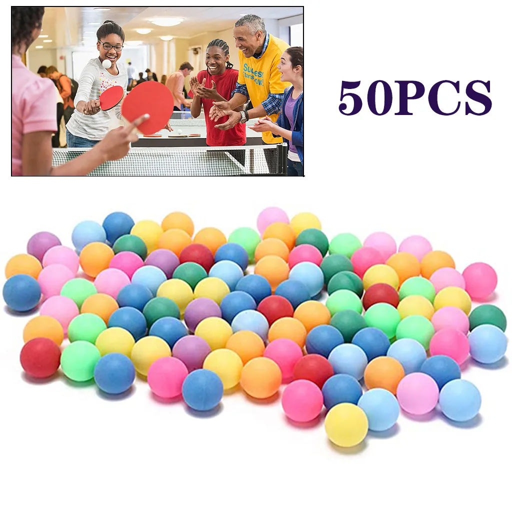 50Pcs Colored Pong Balls Entertainment Table Tennis Mixed Colors for Game Toy UK 