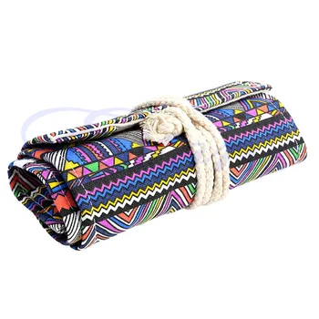 

36/48/72 Holes Canvas Wrap Roll Up Pencil Case Pen Bag Holder Storage Pouch New