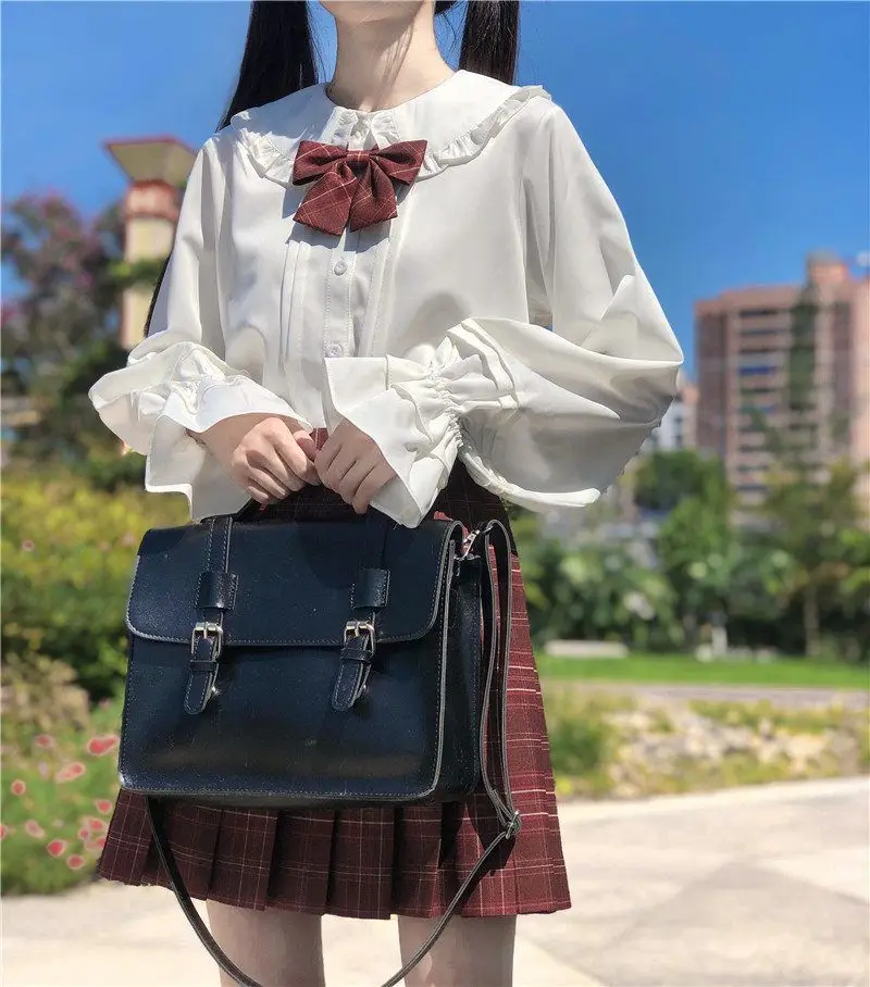 feminino primavera estilo preppy japonês kawaii plissado