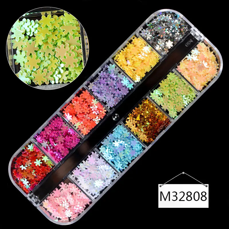 M32808 T-TIAO-клуб, 1 коробка, голографическая бабочка, блестящие хлопья, смешанные цвета, Стразы для ногтей, 3D кристалл, AB стекло, сделай сам, украшение для ногтей - Цвет: M32808