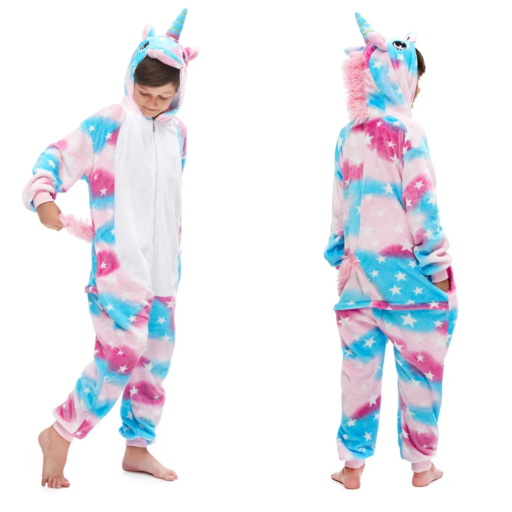 Зимний комплект детских пижам с изображением животных; пижамы с капюшоном в виде единорога; Детские пижамы для мальчиков и девочек; одежда для сна; комбинезоны - Color: LA22