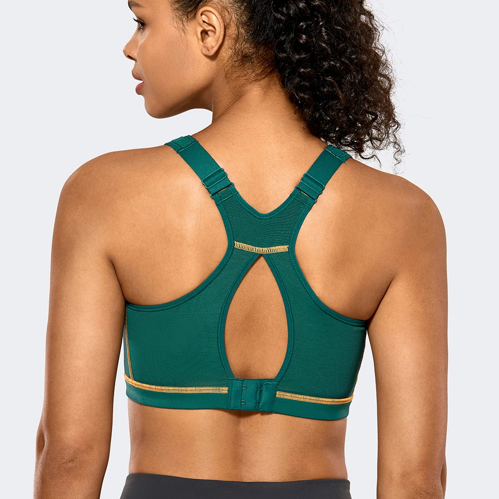 SYROKAN Sports Bras Women's Compression Racerback Patchwork High Impact  Running Tops Sportswear