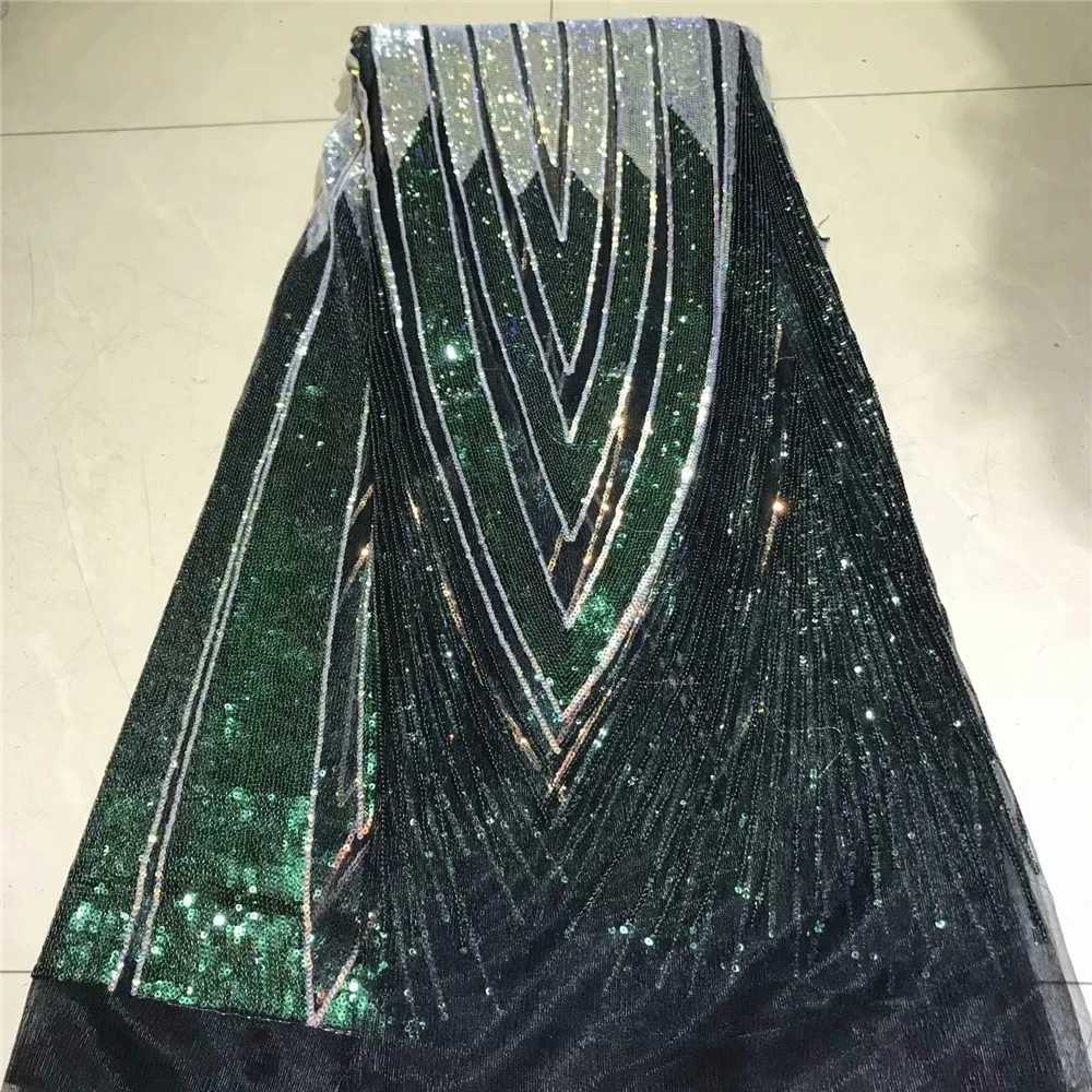 

Multicolored allover sequins African french lace tulle fabric shine and high quality 5 yards per piece