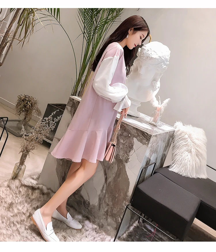 HAYBLST Брендовое женское платье весна осень размера плюс 2XL элегантное Kawaii Vestidos свободное с длинным рукавом шифоновое в Корейском стиле Одежда
