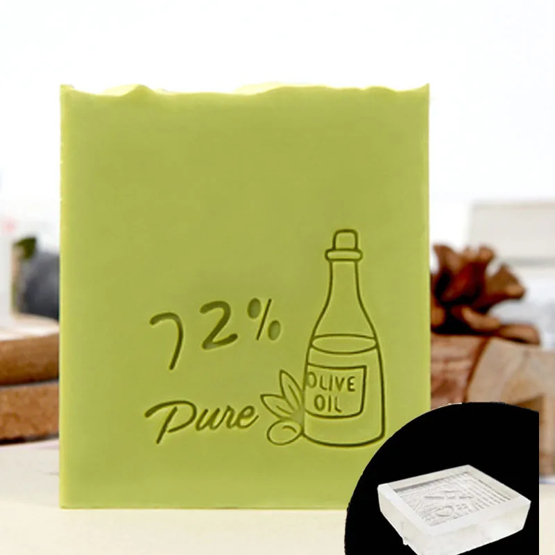 Transparent Acrylic Soap Stamp for Handmade DIY, House Work Pattern, Home Cleaning, Natural Seal with Handle, Chapters