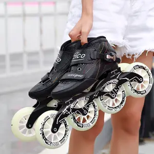 Patins A roulettes,Rollers en Ligne pour Enfants,Rollers Quad,Chaussures  Sport Fille,Kick Roller Shoe, Baskets Clignotantes Chaussures Rechargeables