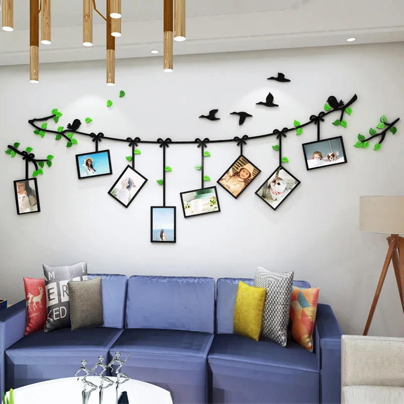 Tree Birds Flower Vine Wall Stickers DIY Removable Photo Frame Wallpapers Family Mural Home Decor 3D Pastorable Decal Living Bed | Дом и сад