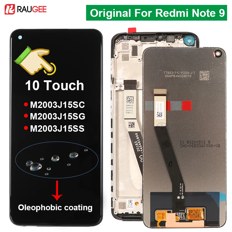 Оригинальный экран Raugee для Xiaomi Redmi Note 9 ЖК-дисплей 10 дюймов сенсорный с