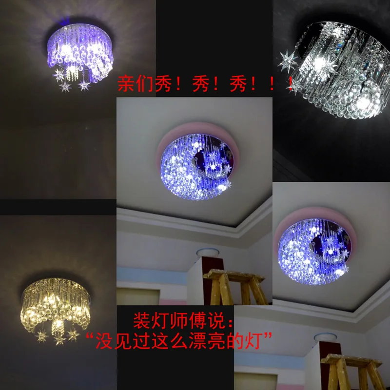 K9 Modern Crystal Round LED Moon Star Light Ceiling Lamp Chandelier Lighting 