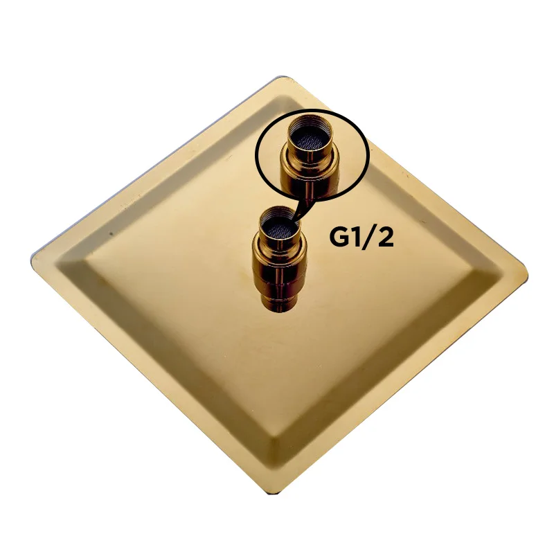 Onyzpily Shower Faucet Gold 8''10''12''Stainless Steel Shower Head Wall Mount W/ Hand Bathroom Mixer Water Tap