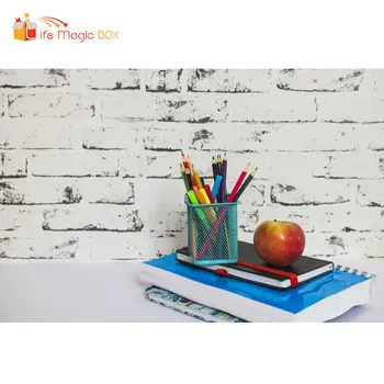 

Background for Photos Welcome Back To School White Brick Wall Book Green Background Kids Photography Backdrops