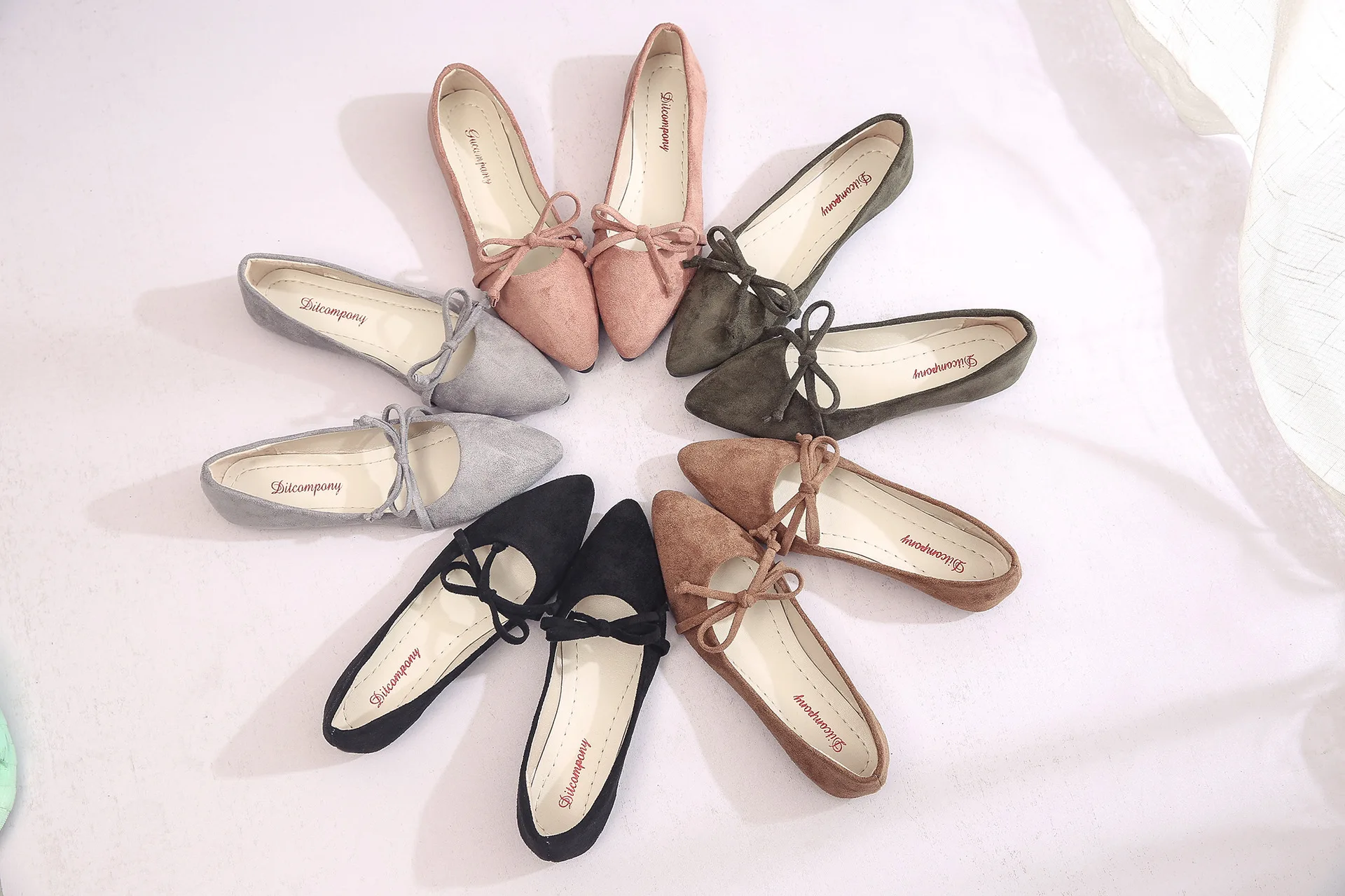 Korean-style New Style Suede Pointed-Toe Bow Fashion Shallow Mouth Flat Keel Thin Shoes Four Seasons WOMEN'S Shoes Work Sho