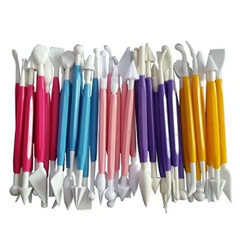 

8 Pieces / Set of Fondant Sugar Flower Carving Pen Fondant Sugar Cake Decoration Carving Flower Group Plastic Modeling Craft Sug