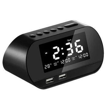 

AM05-Digital Alarm Clock,Alarm Clock with FM Radio and USB Charging Interface,Calendar/Temperature Display Black