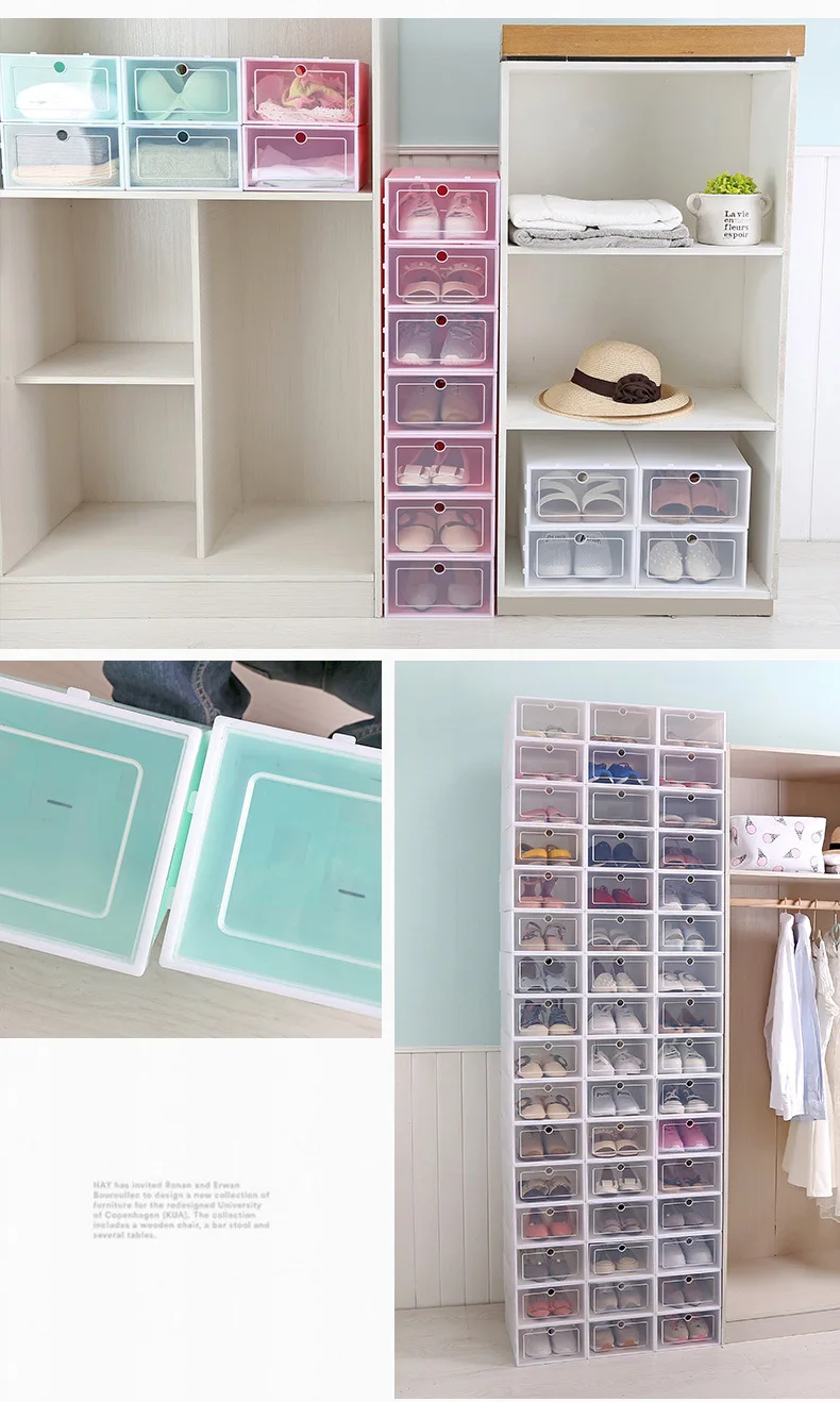 transparent drawer shoes box on 4pcs Thicken Transparent Shoes Box Drawer Case Plastic Shoe Organizer Box Shoebox Storage Clamshell Superimposed Combination Aliexpress Mobile