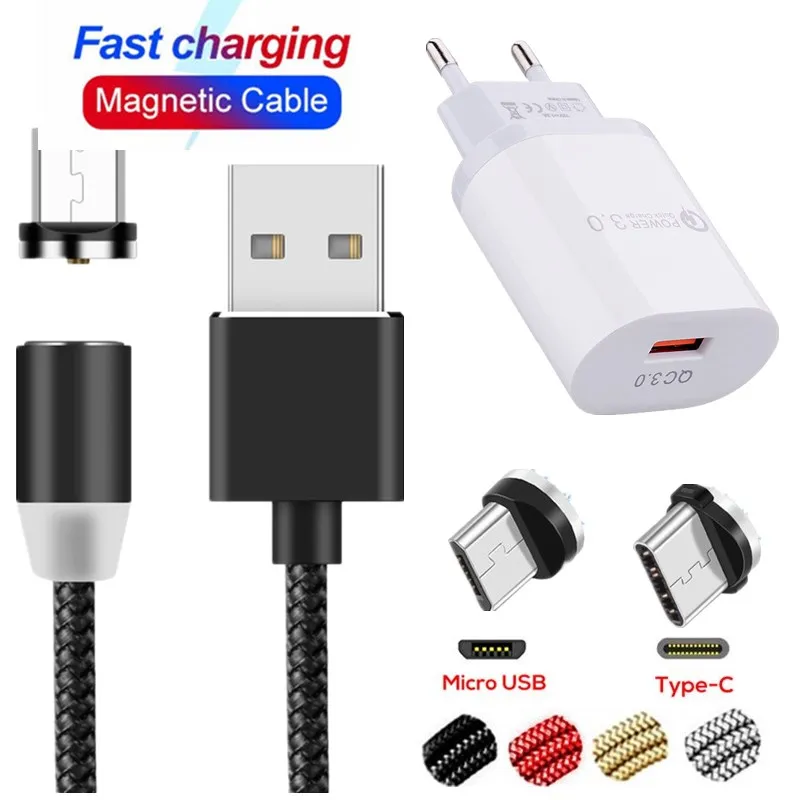 Быстрое QC 3 0 зарядное устройство type C Micro Магнитный USB кабель для huawei p20 P30 mate 20 10 lite