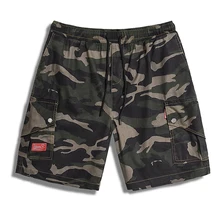 Плюс размер XL-7XL повседневные шорты с несколькими карманами камуфляж эластичный шнурок на талии брюки Чистый хлопок Прямые пляжные шорты Лето