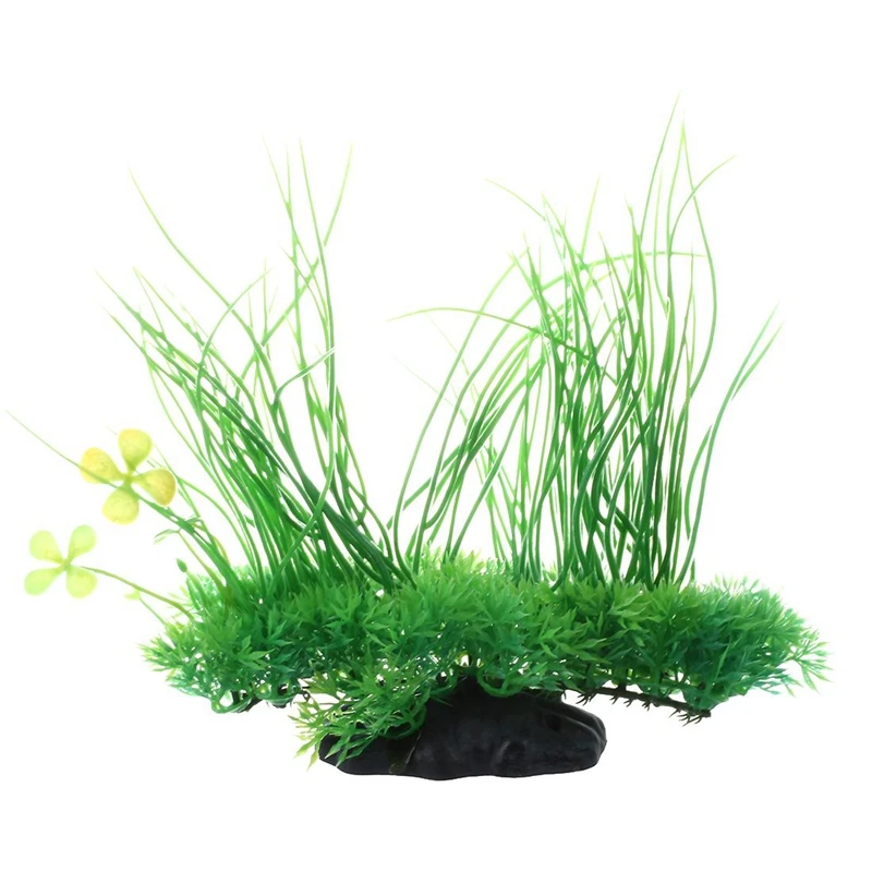 Aquarium Emulational Green Plastic Long Leaf Plant Decor 20cm
