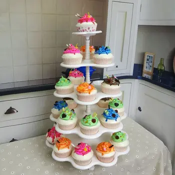

White 5 Tiers Cake Stand Afternoon Tea Cupcake Stand Wedding Party Tableware Tray Display Rack Decorating Cake Tools Bakeware