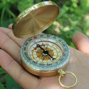 

Pure Copper Clamshell Compass With Luminous Pocket Watch Compass Portable Outdoor Multi-function Metal Measuring Ruler Tool