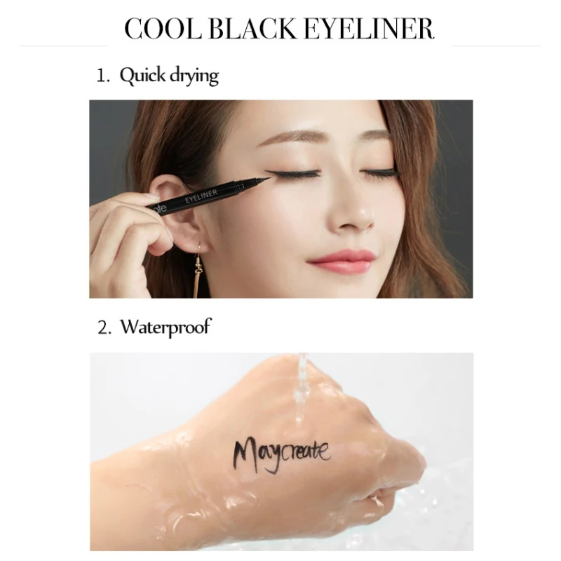 Wholesale 2 Style Sponge Fine Head And Soft Capillary Head Waterproof Eyeliner Water Resistance Smudge-proof Lasting Eyeliner