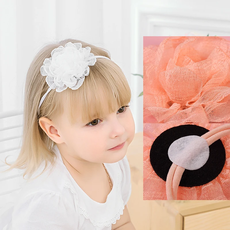 

5pcs/lot Nylon Fabric Flower Baby Girls Headbands Newborn Toddler Elastic Hair Bands Photo Shoot Hair Accessories Cute Gifts