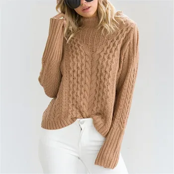 

Sweater women casual Half a turtleneck off-the-shoulder sexy loose twist pullovers sweater winter clothes women
