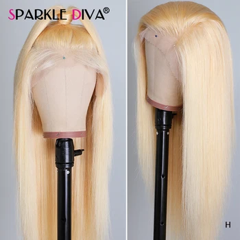 

613 Blonde Lace Front Human Hair Wigs 13x6 Deep Part Brazilian Straight Human Hair Wigs 150% Remy Honey Blonde Lace Front Wig