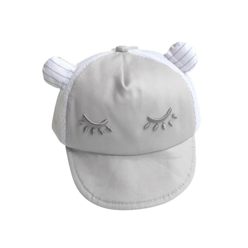 

Summer Baby Girls Cotton Hat Children Kid Eyes Print Ears Design Soft Mesh Brim Flanging Sun Hat Baseball Cap