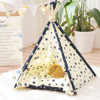 

Pet Teepee Dog & Cat Bed - Portable Dog Tents & Pet Houses with Thick Cushion & Blackboard, 24 Inch Tall, for Pets Up to 33lbs