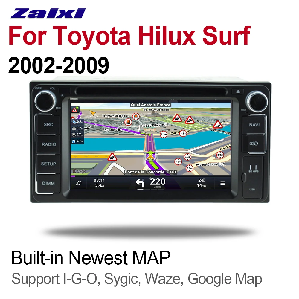 ZaiXi 2din Android 9 0 Octa Core 4 Гб RAM DVD для Toyota Hilux Surf 2002 ~ 2009 GPS Радио BT Navi MAP мультимедийная