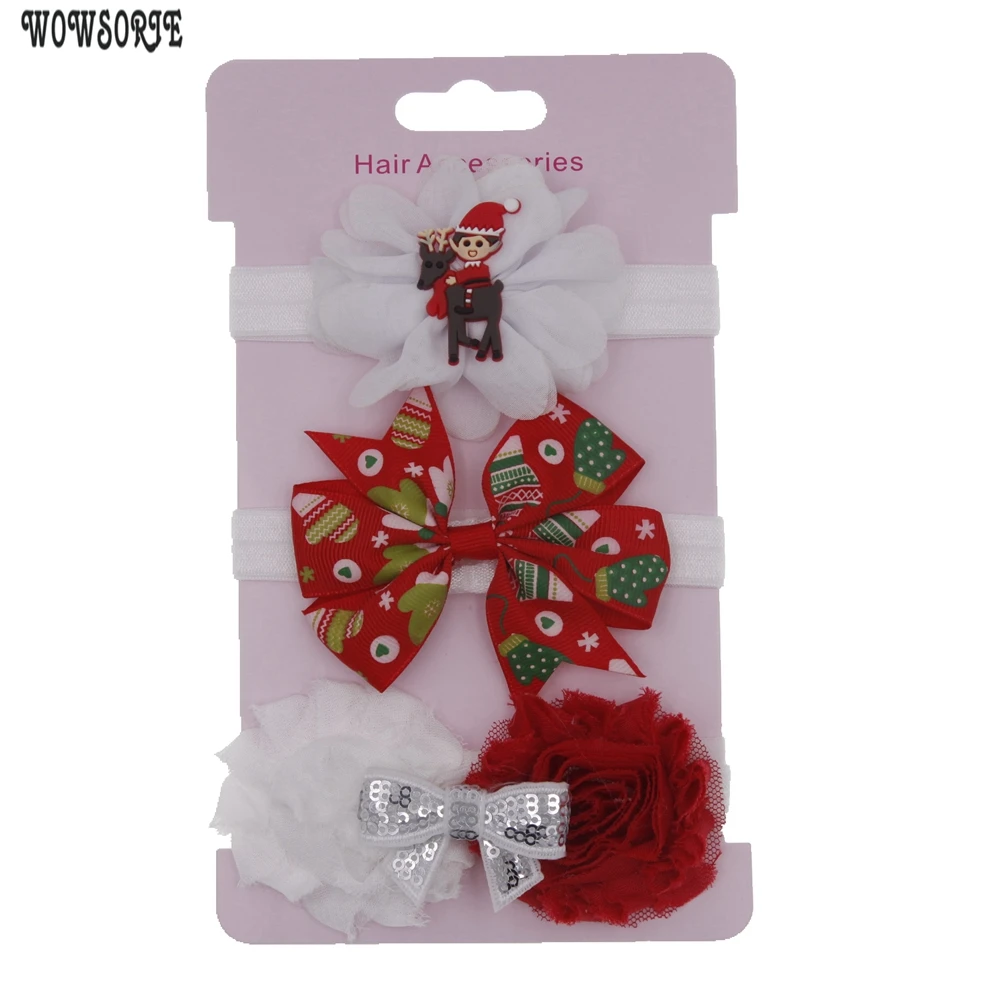 

baby Korean Christmas Headbands Roses Knot hair bow Flowers Vintage Hair Bands Children Girls Hair Accessories Headwear 3pcs/lot