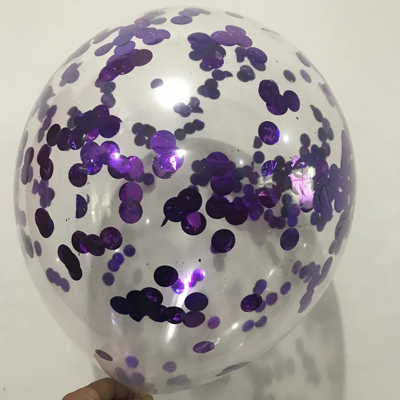 50 шт. 12 дюймов прозрачные конфетти блесток блестящие шары Детские День рождения Свадебные украшения воздушных шаров - Цвет: purple