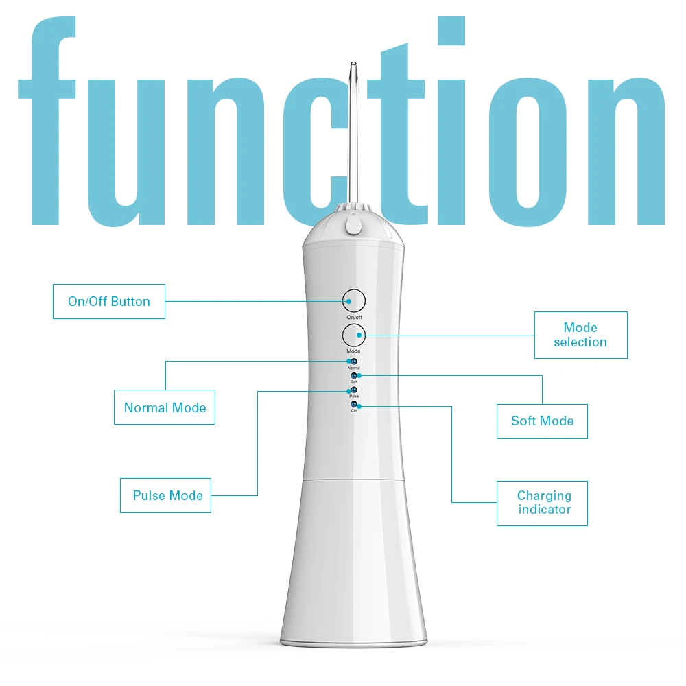 Koop AZDENT Draagbare Elektrische Monddouche USB Oplaadbare Water Tanden Bleken 230ml 3 of 8 Spray Jets Orthodontische Haren Nozzle