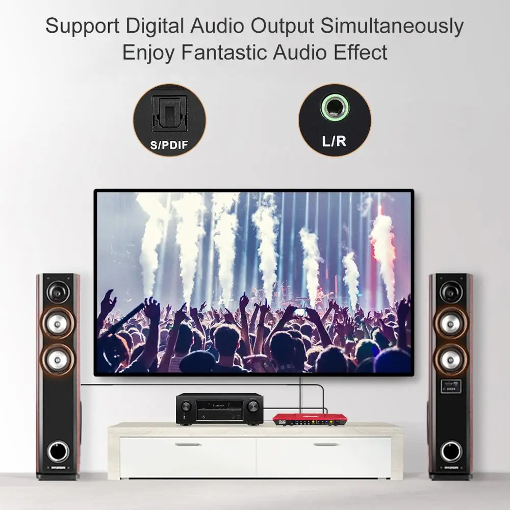 HDMI выключатель 4 в 1 с S/PDIF и L/R аудиовыходом поддержка HDTV 4K @ 60 Гц 4:4:4 ИК пульт