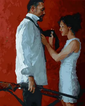 

Unframe diy oil picture oil paintings by numbers figure painting paint by number for home decor 4050cm tie