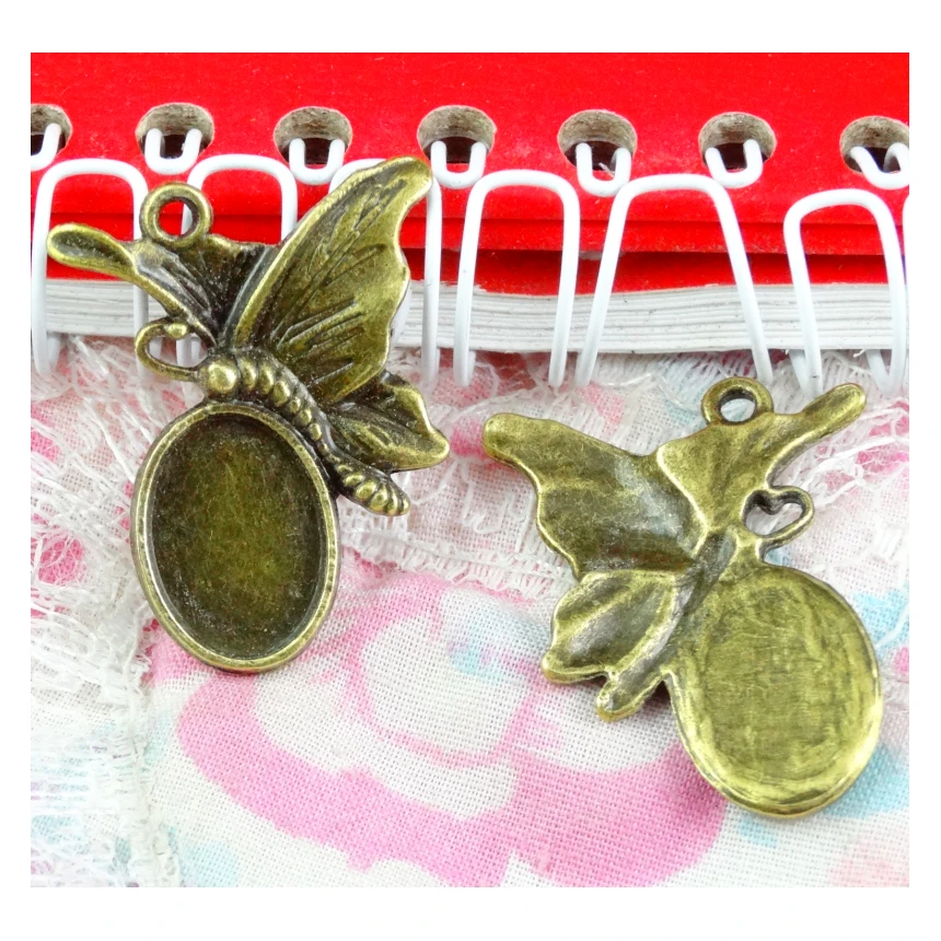 

30 шт., 10*14 мм Античная бронзовая Бабочка Базовая установка Подвески Винтаж цинковая Подвеска из сплава для творчества ювелирные изделия аксессуары