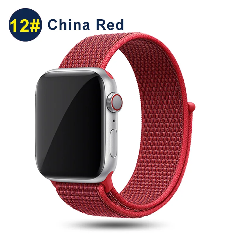China Red Нейлоновый спортивный ремешок для Apple Watch Series 5 4 3 44 мм 40 мм сменный ремешок iwatch 5 38 мм 3 2 Hyper - Цвет ремешка: China Red